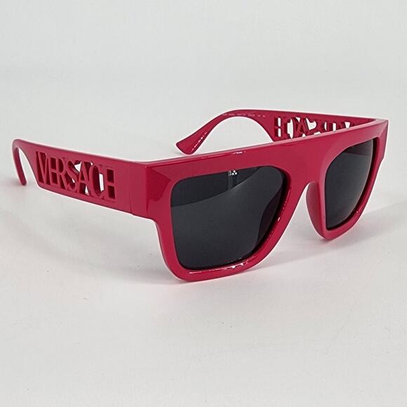 Versace Bright Pink Cutout Logo Square Sunglasses Unisex New in Box - Picture 10 of 14